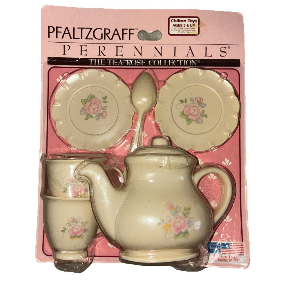 Pfaltzgraff Perennials The Tea Rose Collection Play Tea Set 7 pc NEW Vintage